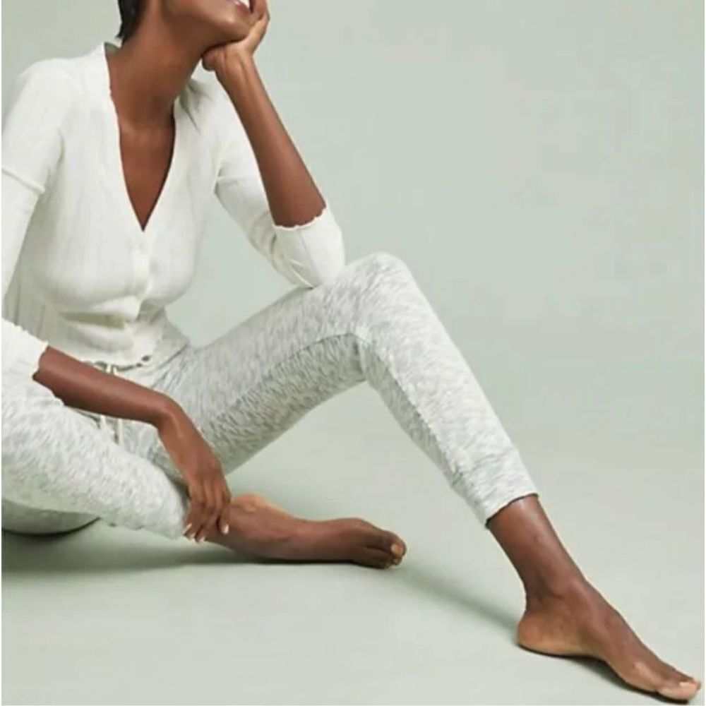 Anthropologie Sol Angeles Women's‎ Textured Joggers Pants Blue White Size XL
